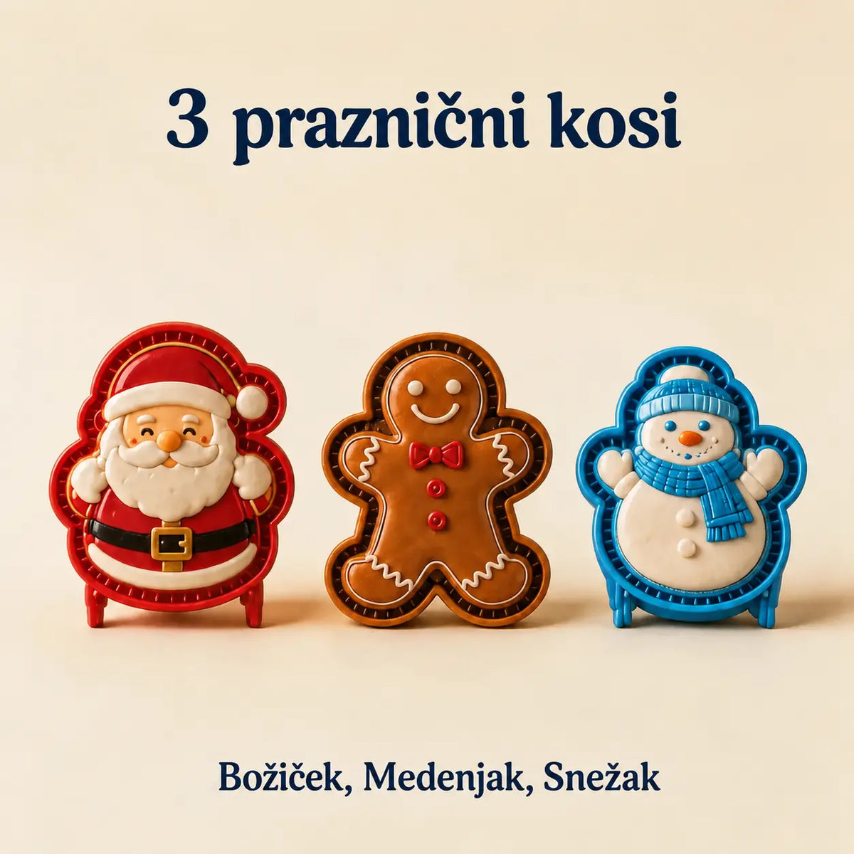 🥧🎄 Set 9 mini božičnih modelčkov za sladice | Reliefni in za večkratno uporabo ⛄