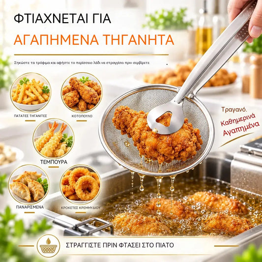 🍟🍗【3 τεμάχια 25 ευρώ【Αγοράστε 1, πάρτε 2 δωρεάν】】Λαβίδες και τρυπητή κουτάλα τύπου αράχνης 2 σε 1: εργαλείο από ανοξείδωτο ατσάλι για τηγάνισμα και στράγγισμα