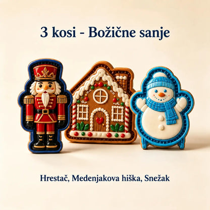 🥧🎄 Set 9 mini božičnih modelčkov za sladice | Reliefni in za večkratno uporabo ⛄