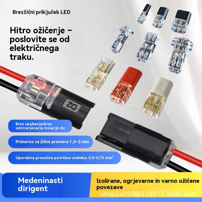 【50 artiklov za 18 EUR】Žični konektor brez luščenja, z zaklepno zaponko, varnim zapiranjem in protizdrsnim premazom