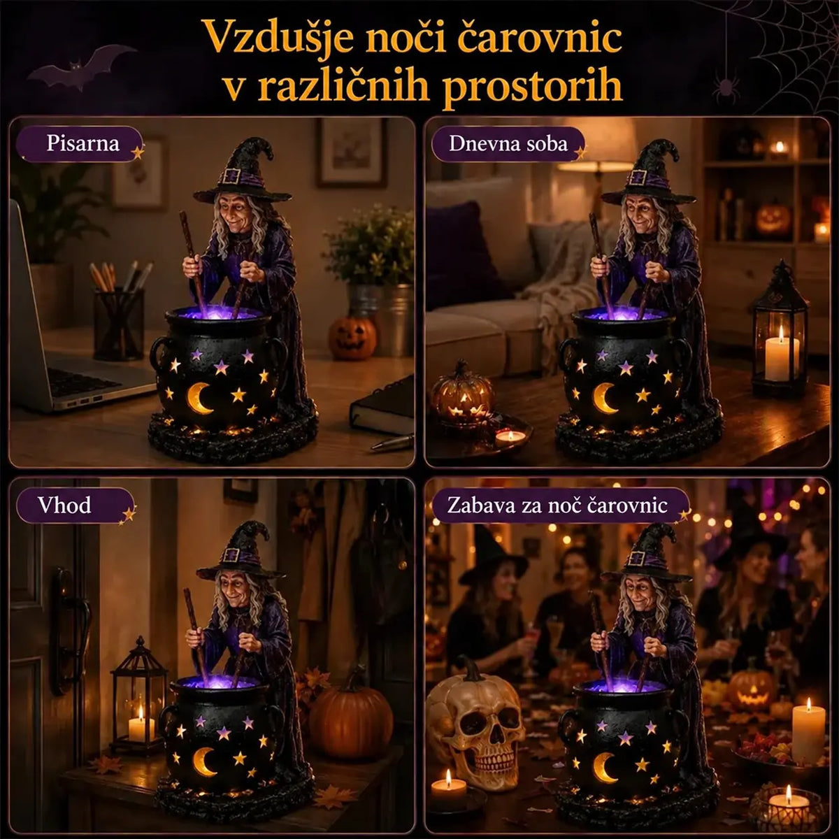 🧙‍♀️🎃 Halloweenski kip čarovnice v kotlu