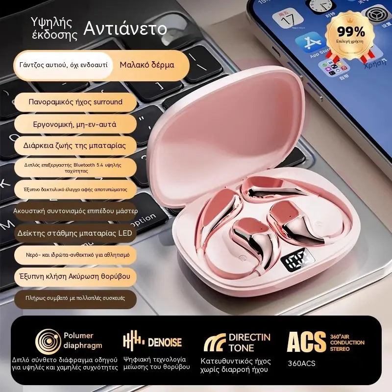Ασύρματα ακουστικά Bluetooth χωρίς ενσωματωμένο αυτί, με γάντζο αυτιού και οστική αγωγιμότητα