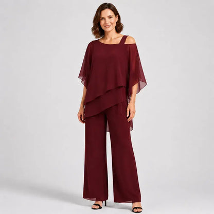 ⏳【Μπλουζάκι + παντελόνι】⏰【50-120 KG】👚👖 Γυναικείο σετ δύο τεμαχίων: υλικό φιλικό προς το δέρμα, χαμηλωμένοι ώμοι ✅