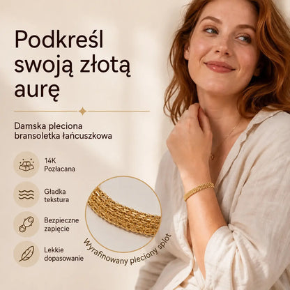 ✨ Skorzystaj teraz z 50% zniżki! 💛 Szeroka pleciona bransoletka siatkowa: grube ogniwa, elegancka i lśniąca 🎀