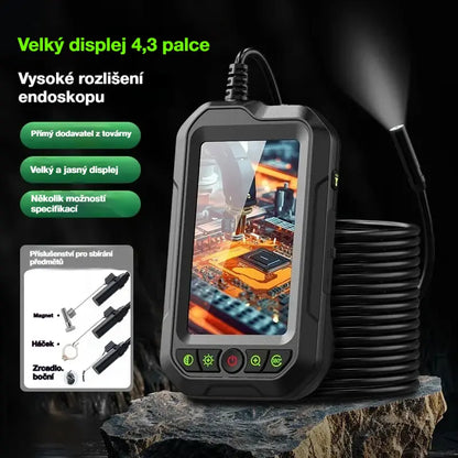 Časově omezená nabídka: sleva 50 %! Přenosná HD 1080p endoskopická kamera s 4,3" obrazovkou – vodotěsná (IP67), přesná inspekce, dlouhá výdrž baterie
