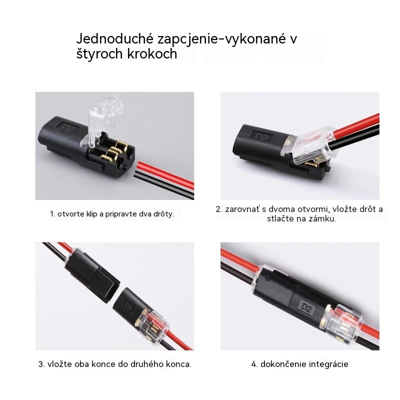 【50 položiek za 18 eur】Konektor kábla bez odizolovania, s uzamykateľnou prackou, bezpečným uzáverom a protišmykovou úpravou