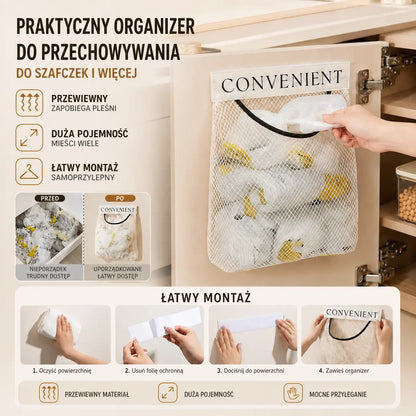🥳 2 szt. 79 zł 🥳 Wisząca siatkowa torba. Wielokrotnego użytku, można prać i oddychająca. Ekologiczne przechowywanie – zdobądź swoją teraz! ✅