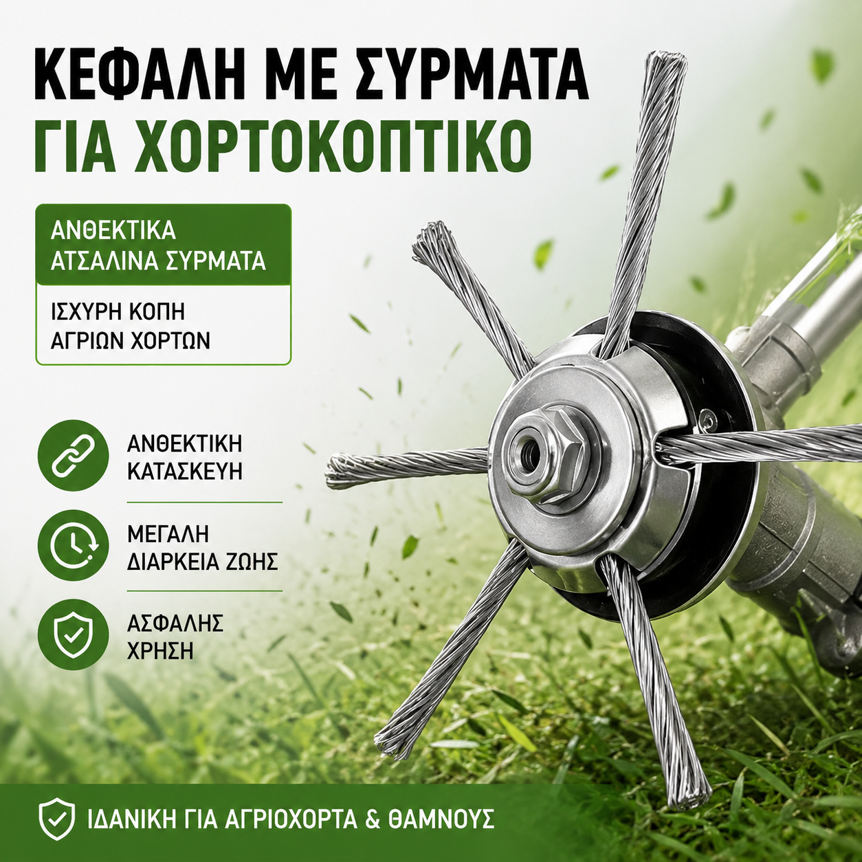 【Δύο για €26】Αντικαταστάσιμη κεφαλή κοπής για χλοοκοπτική μηχανή / χορτοκοπτικό με σπάγκο - ατσάλινη κεφαλή κοπής για κούρεμα γκαζόν