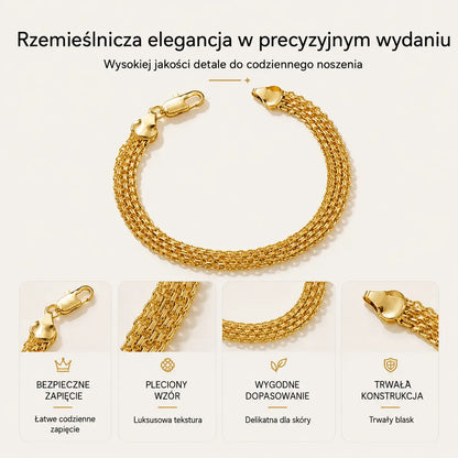 ✨ Skorzystaj teraz z 50% zniżki! 💛 Szeroka pleciona bransoletka siatkowa: grube ogniwa, elegancka i lśniąca 🎀