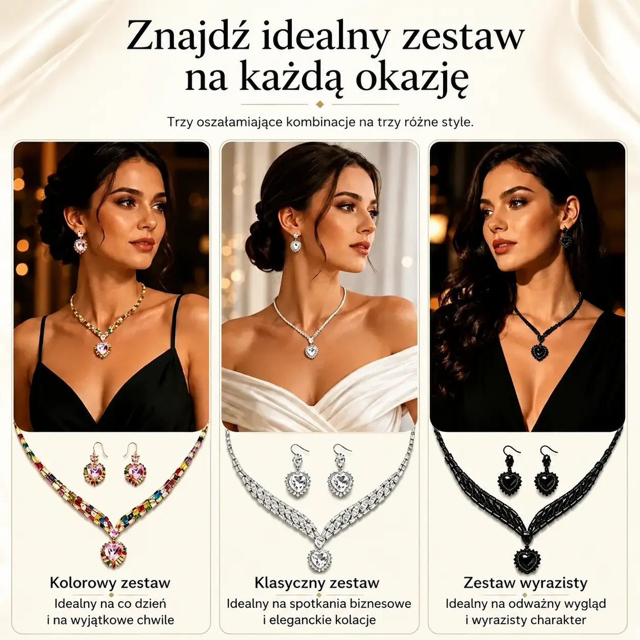 💍✨ Komplet naszyjnika i kolczyków z cyrkonii w kształcie serca – Luksusowa biżuteria na święta i specjalne okazje