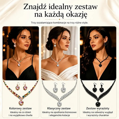 💍✨ Komplet naszyjnika i kolczyków z cyrkonii w kształcie serca – Luksusowa biżuteria na święta i specjalne okazje