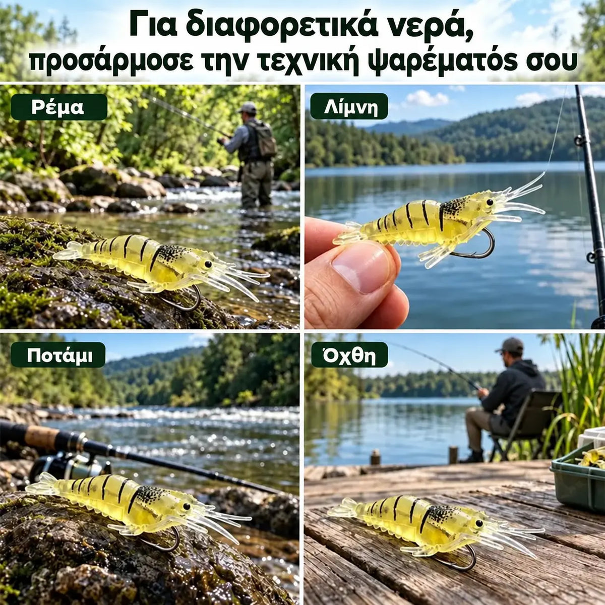 ✨ Βιονικό μαλακό δόλωμα γαρίδας | Εξαιρετικά ρεαλιστικό, με φυσική κίνηση· ανθεκτικό στο σκίσιμο και ανθεκτικό 🎣