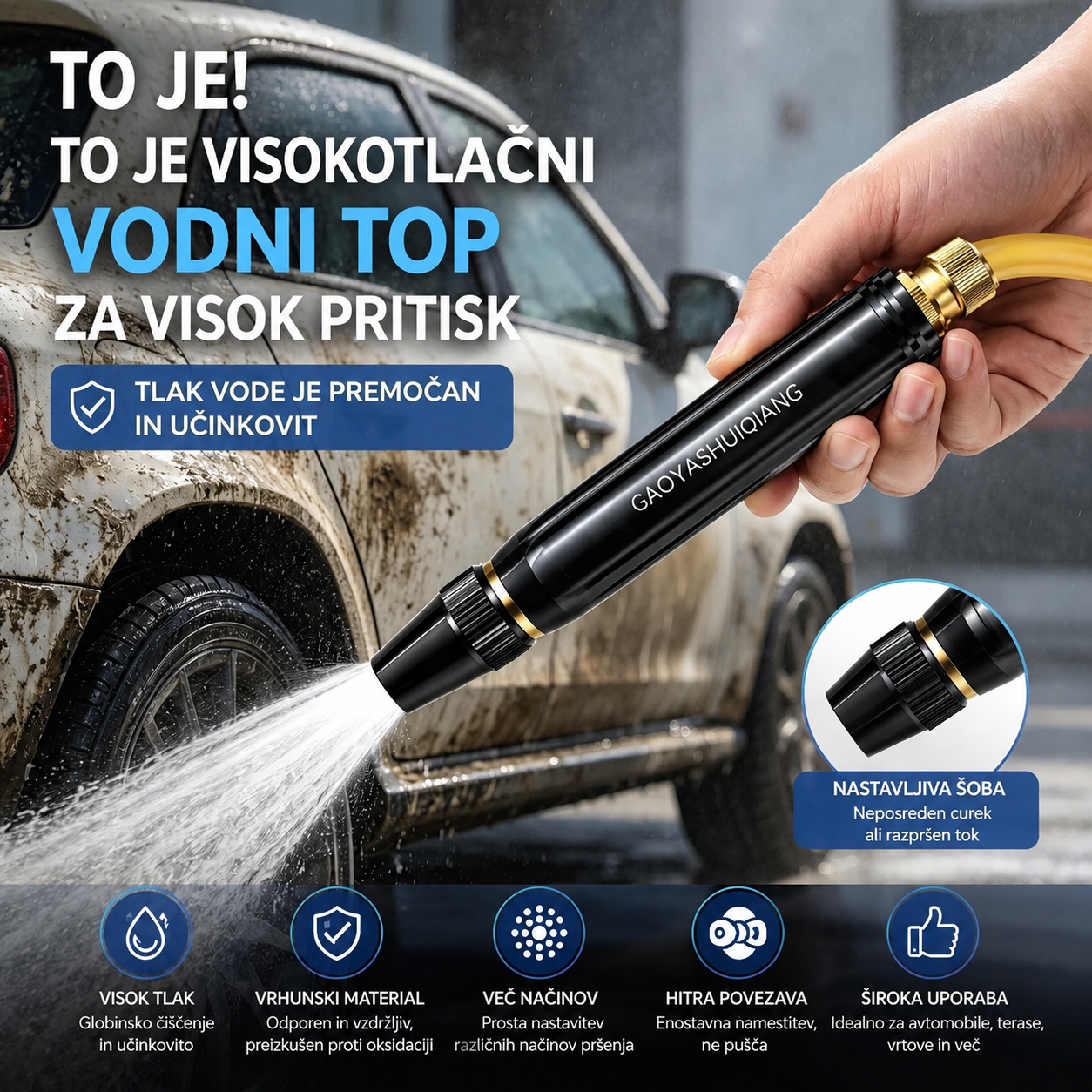 【2 kompleta za 20 evrov】Visokotlačna brizgalna pištola za domačo uporabo