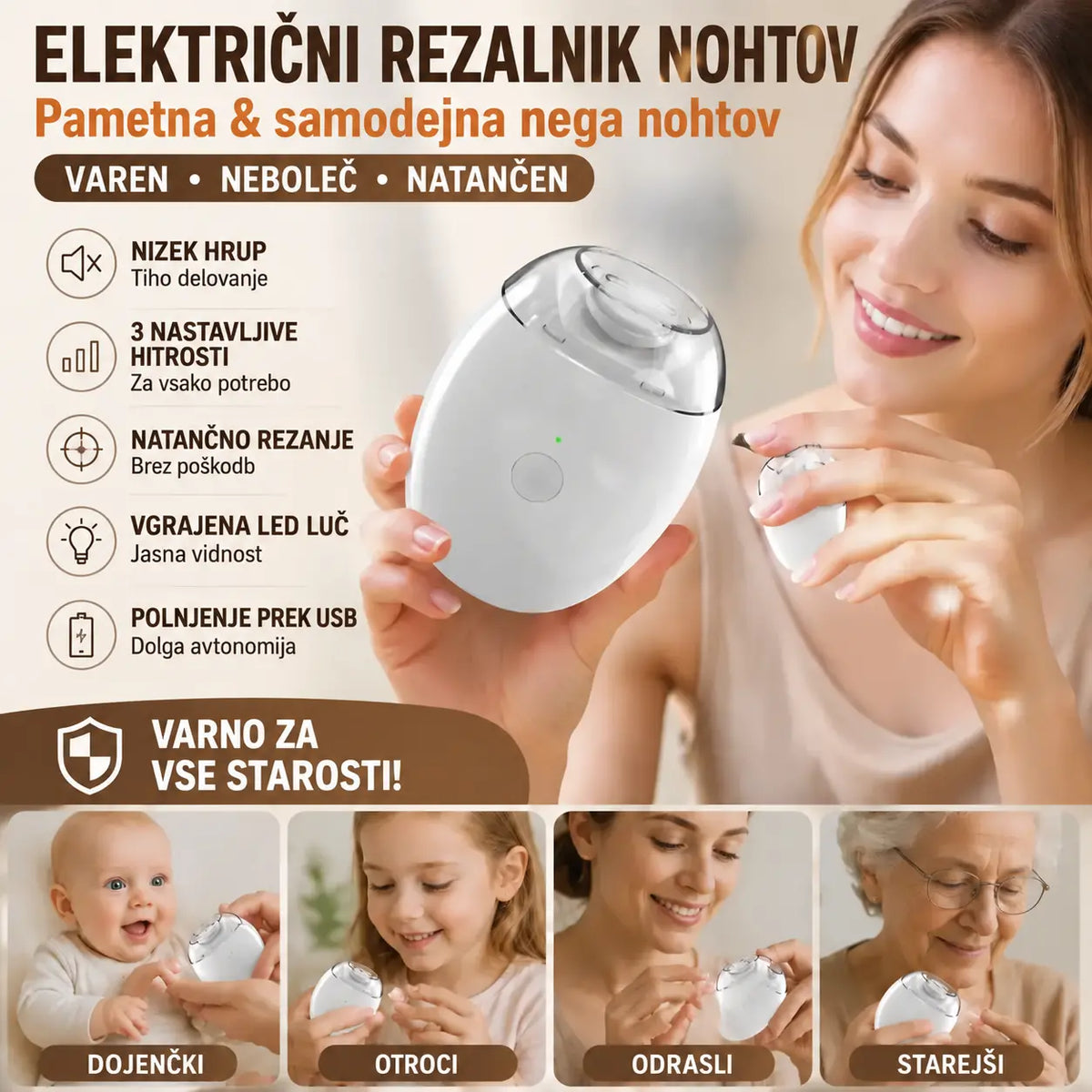 💅Kupite 1, dobite 1 gratis! ✨ Avtomatska pilica za nohte, varna in nežna nega nohtov👶🔧