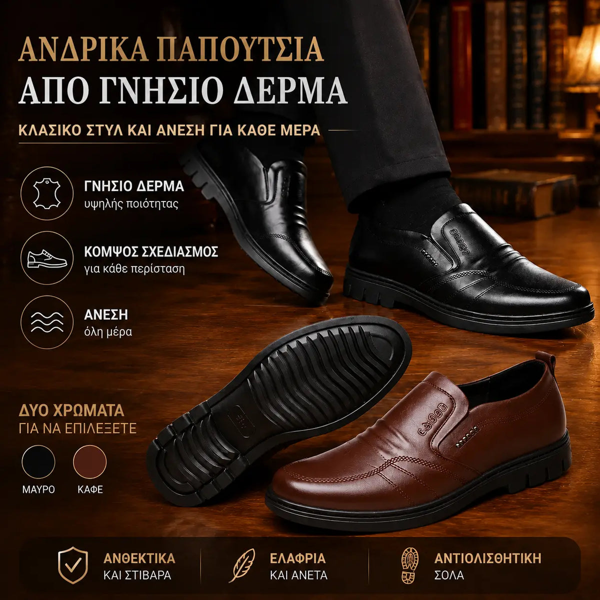 🔥【39-44】👞 Ανδρικά επαγγελματικά παπούτσια, κατασκευασμένα από γνήσιο δέρμα, με άνετη μαλακή σόλα, κατάλληλα για πολλές περιστάσεις.