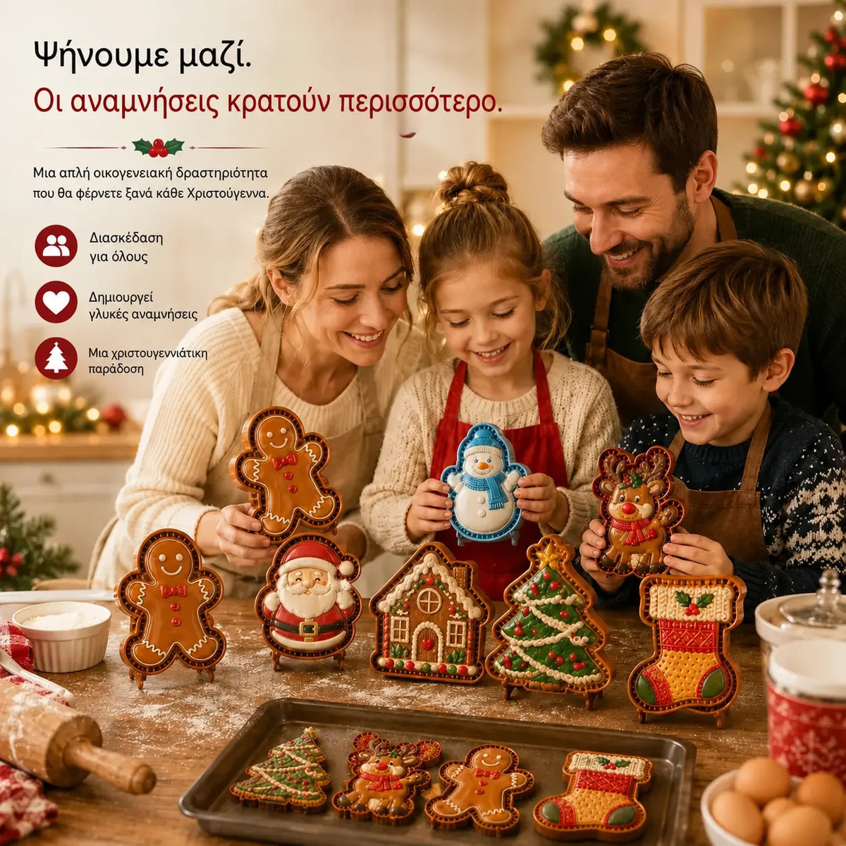 🥧🎄 Σετ μίνι φορμών για χριστουγεννιάτικα γλυκά με 9 σχέδια | Επαναχρησιμοποιούμενες ανάγλυφες φόρμες για να δημιουργείτε εύκολα όμορφα χριστουγεννιάτικα γλυκά σε διάφορα σχήματα. ⛄