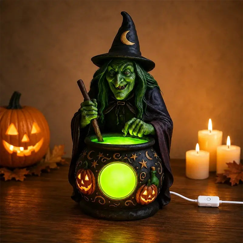 🧙‍♀️🎃 Halloweenski kip čarovnice v kotlu