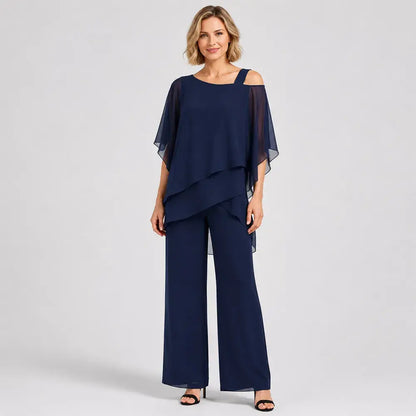 ⏳【Μπλουζάκι + παντελόνι】⏰【50-120 KG】👚👖 Γυναικείο σετ δύο τεμαχίων: υλικό φιλικό προς το δέρμα, χαμηλωμένοι ώμοι ✅