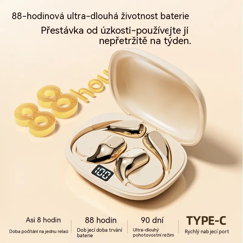 Bezdrátová Bluetooth sluchátka bez vestavěného ucha, s háčkem za uši a kostním vedením