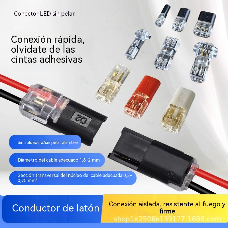 【50 artículos por 21 euros】Conector de doble cable con hebilla de bloqueo, cierre de seguridad, antideslizante
