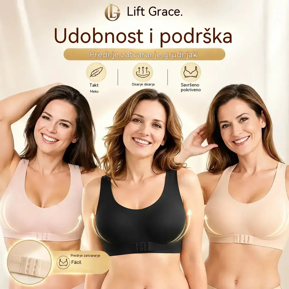 Zadnji dan rasprodaje! – 60 % popusta   Grudnjak bez žica s kopčanjem sprijeda i ukriženim naramenicama na leđima: korigira držanje te pruža maksimalnu potporu i udobnost.