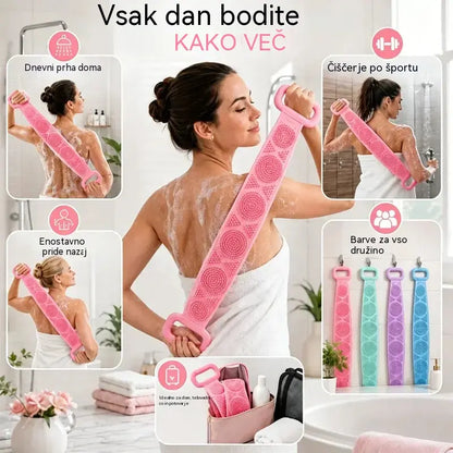 🔥Kupite 1, dobite 1 gratis🔥🛁 Dvostranska silikonska rokavica za kopel – ekstra dolga rokavica za enostavno čiščenje telesa