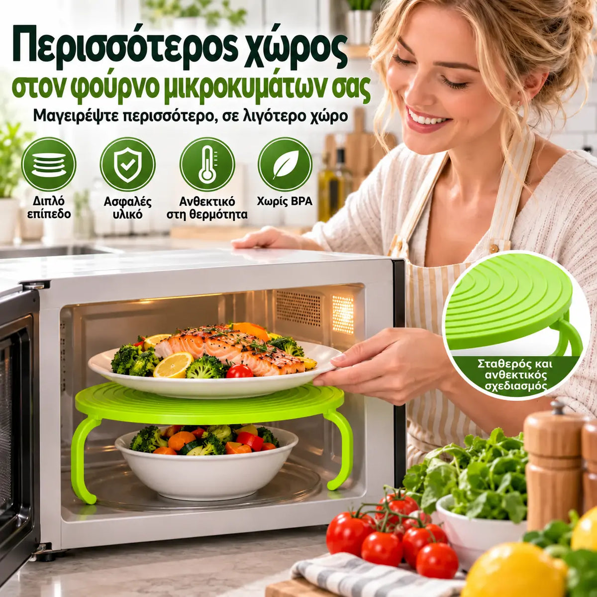 ⏳🔥Περιορισμένη προσφορά 50% έκπτωση! ⏰【Αγοράστε 1, πάρτε 1 δωρεάν】🏠Διπλή σχάρα για φούρνο μικροκυμάτων: εξοικονομεί χώρο και είναι πρακτική🍳✨