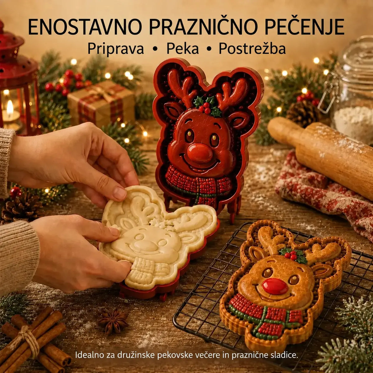 🥧🎄 Set 9 mini božičnih modelčkov za sladice | Reliefni in za večkratno uporabo ⛄