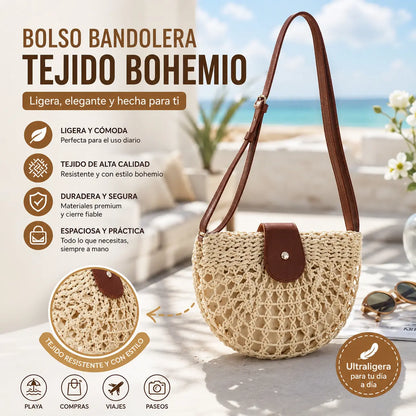 🌿 Bolso Bandolera de Rafia Artesanal con Gran Capacidad | Elegante, Cómodo y Perfecto para Verano