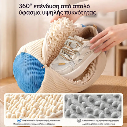 🔥💦👞 Βούρτσα παπουτσιών με απαλές και πυκνές τρίχες, ανθεκτική στην παραμόρφωση, και τσάντα για παπούτσια, κατάλληλα για τον καθαρισμό υποδημάτων.