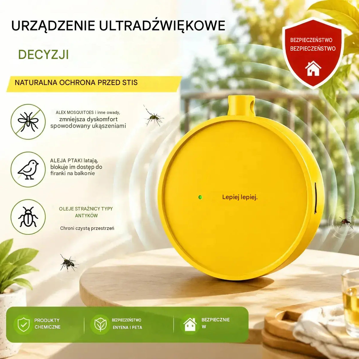 【2 sztuka】 Przenośny ultradźwiękowy odstraszacz ptaków | Automatyczny odstraszacz gołębi, idealny na balkony, do ogrodów i przestrzeni zewnętrznych