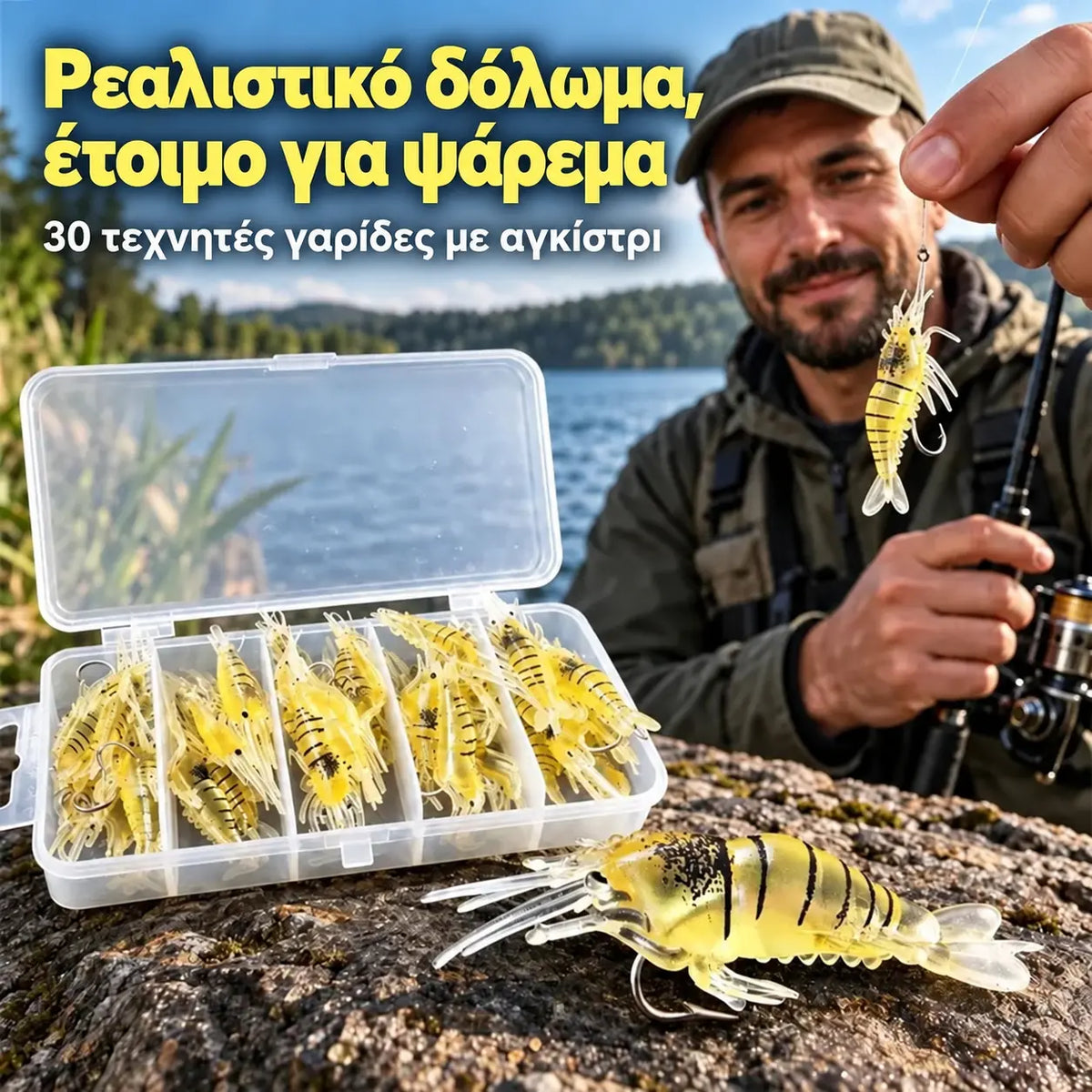 ✨ Βιονικό μαλακό δόλωμα γαρίδας | Εξαιρετικά ρεαλιστικό, με φυσική κίνηση· ανθεκτικό στο σκίσιμο και ανθεκτικό 🎣