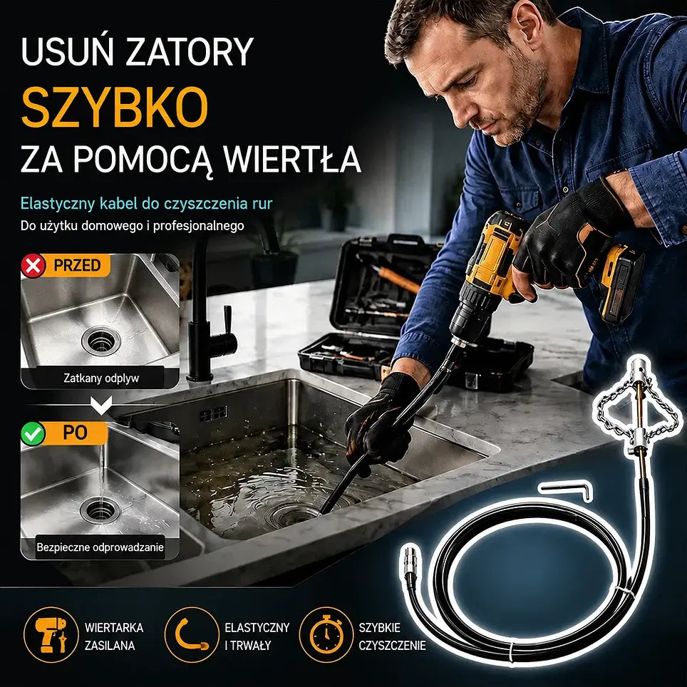 Narzędzia do udrażniania kanalizacji i toalet