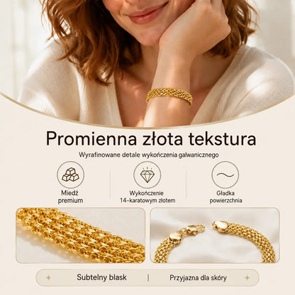 ✨ Skorzystaj teraz z 50% zniżki! 💛 Szeroka pleciona bransoletka siatkowa: grube ogniwa, elegancka i lśniąca 🎀