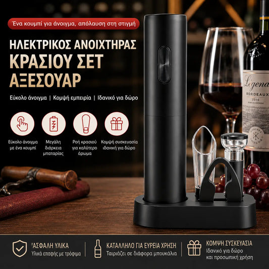 🍷Σετ ηλεκτρικών ανοιχτηριών κρασιού🎁 Τέλειο δώρο για κάποιον που αγαπά το κρασί