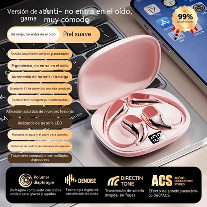 Auriculares inalámbricos Bluetooth sin almohadilla integrada, con gancho para la oreja y conducción ósea