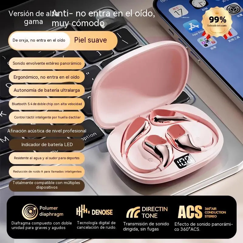 Bežične Bluetooth slušalice bez ugrađenih jastučića za uši, s kukicom za uši i koštanom provodljivošću