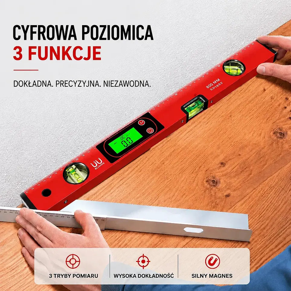 🔧📐 Wielofunkcyjna precyzyjna poziomica magnetyczna z wyświetlaczem LCD