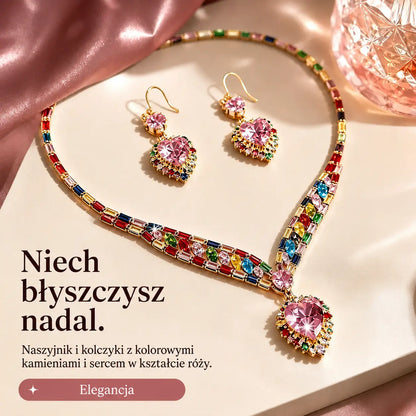 💍✨ Komplet naszyjnika i kolczyków z cyrkonii w kształcie serca – Luksusowa biżuteria na święta i specjalne okazje