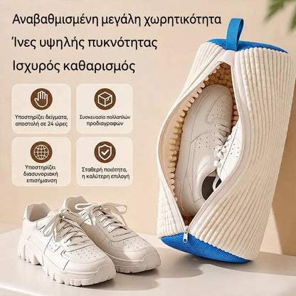 🔥💦👞 Βούρτσα παπουτσιών με απαλές και πυκνές τρίχες, ανθεκτική στην παραμόρφωση, και τσάντα για παπούτσια, κατάλληλα για τον καθαρισμό υποδημάτων.