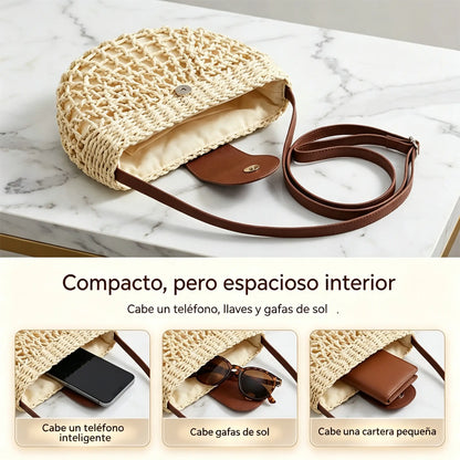 🌿 Bolso Bandolera de Rafia Artesanal con Gran Capacidad | Elegante, Cómodo y Perfecto para Verano