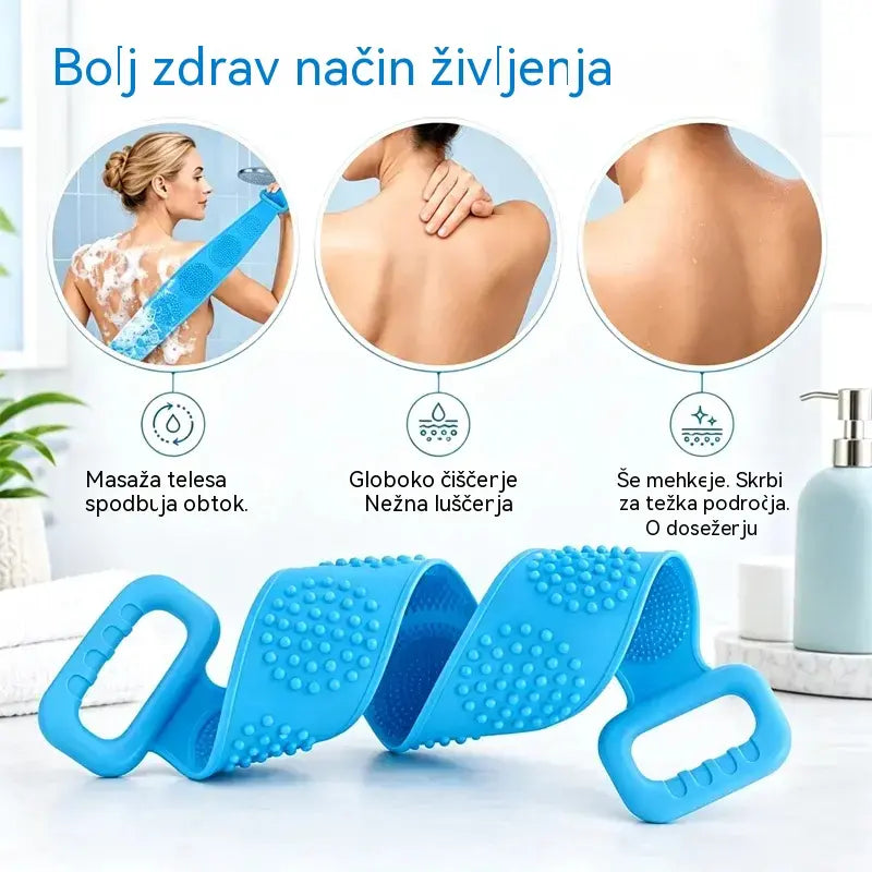 🔥Kupite 1, dobite 1 gratis🔥🛁 Dvostranska silikonska rokavica za kopel – ekstra dolga rokavica za enostavno čiščenje telesa