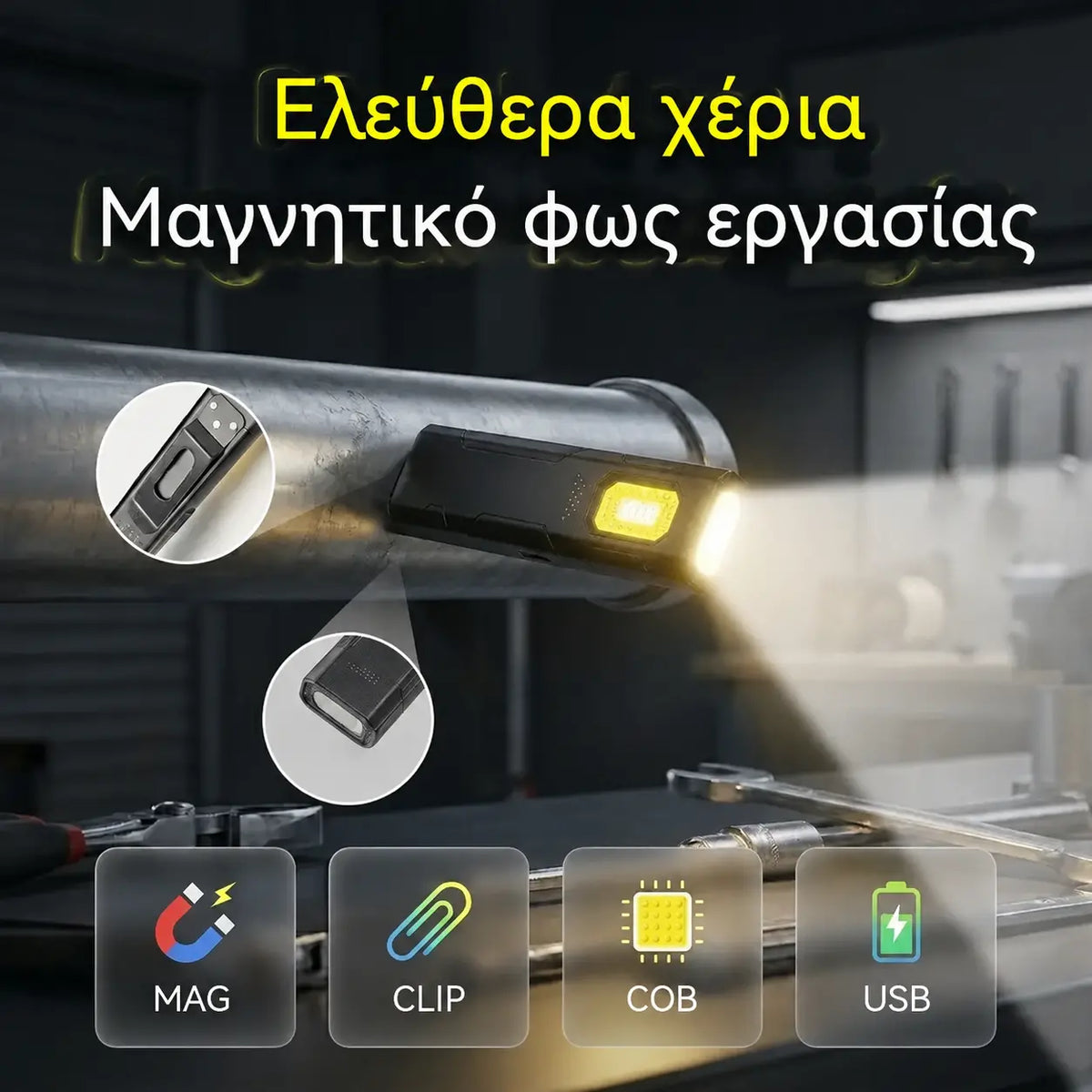 🧲 Μαγνητικό φως εργασίας χωρίς χέρια 【Αγοράστε 1, πάρτε 1 δωρεάν】