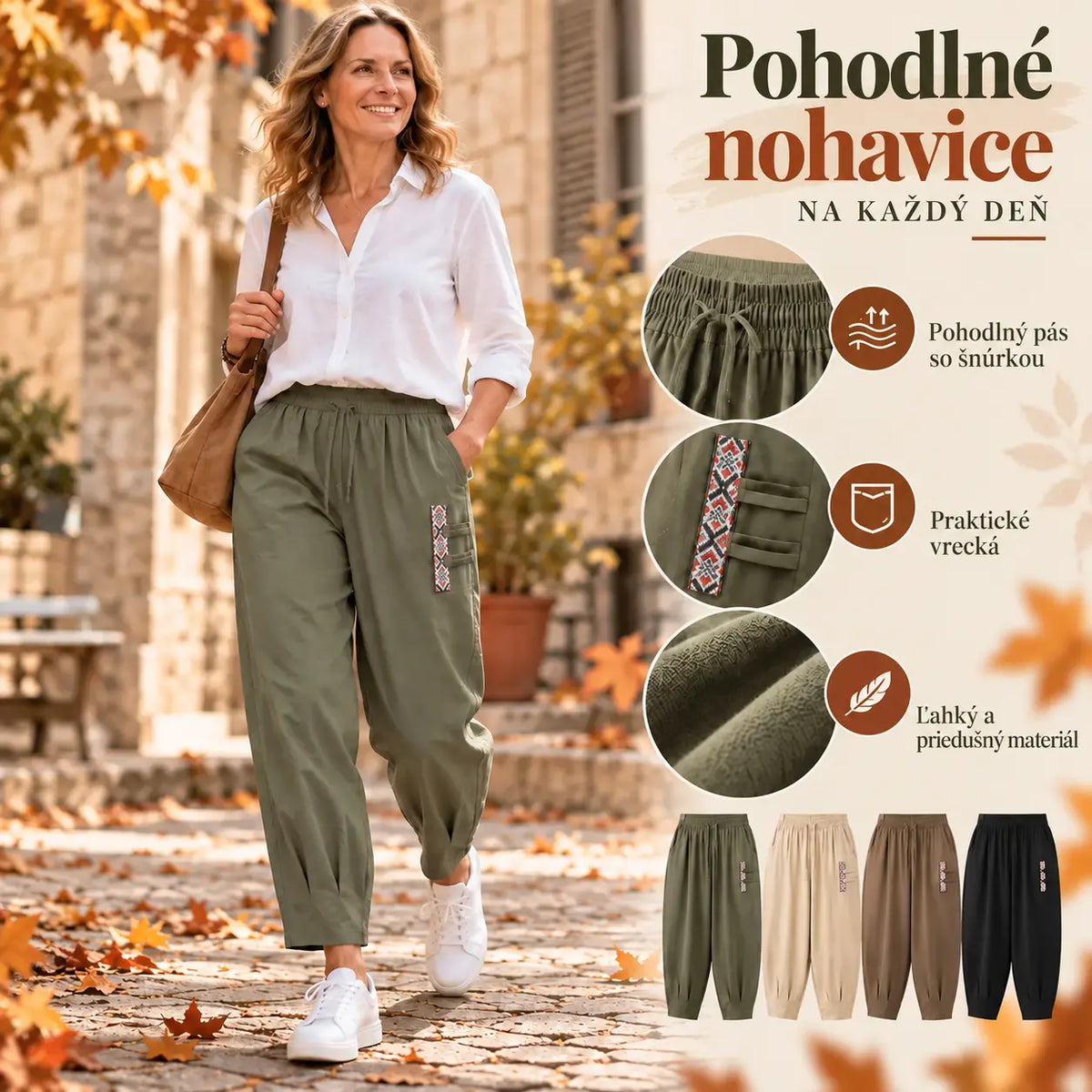🔥✨【M-4XL】👖 Nové letné tenké bavlnené ľanové nohavice 7/8