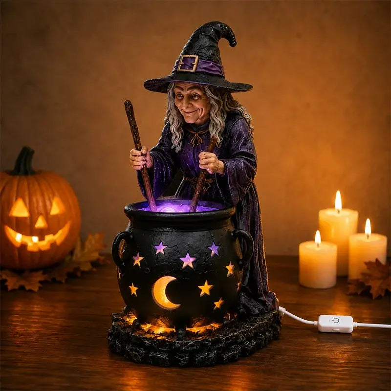 🧙‍♀️🎃 Halloweenski kip čarovnice v kotlu