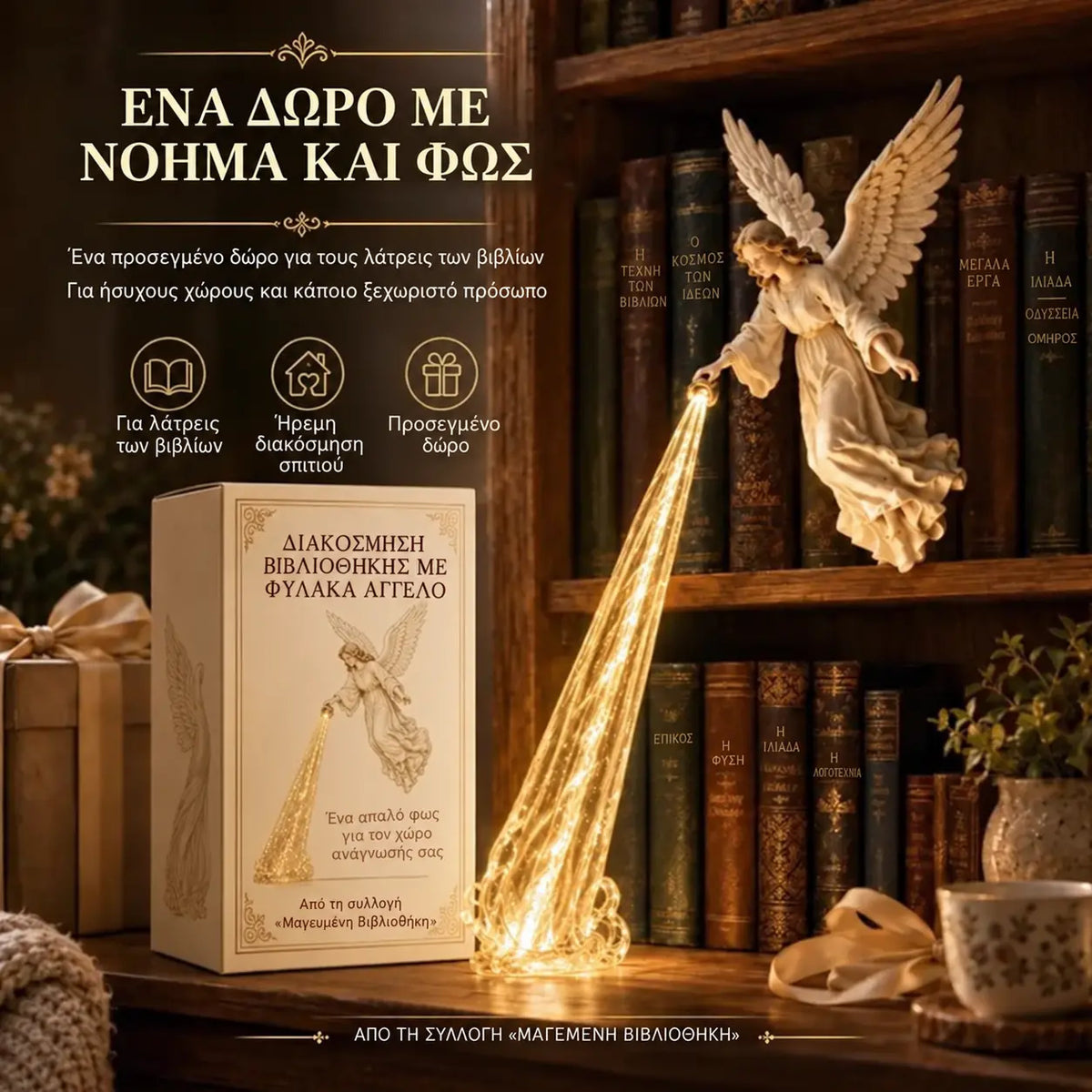 🎃🔥 Διακοσμητικό φως LED αγγέλου 3D | Φανταστική φωτιζόμενη διακόσμηση ραφιού