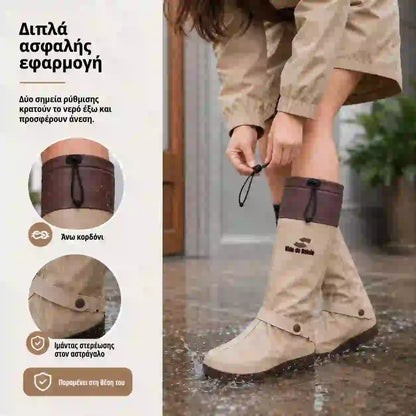🔥🎁 Αδιάβροχα πτυσσόμενα καλύμματα παπουτσιών ψηλού λαιμού με αντιολισθητική διπλή ασφάλιση, ιδανικά για βρόχινες εξόδους.