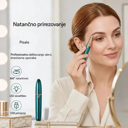 【Kupite 1, dobite 1 brezplačno】 ✨ Natančno pero-trimer za obrvi – električni trimer za obrvi z LED lučjo za enostavno nego