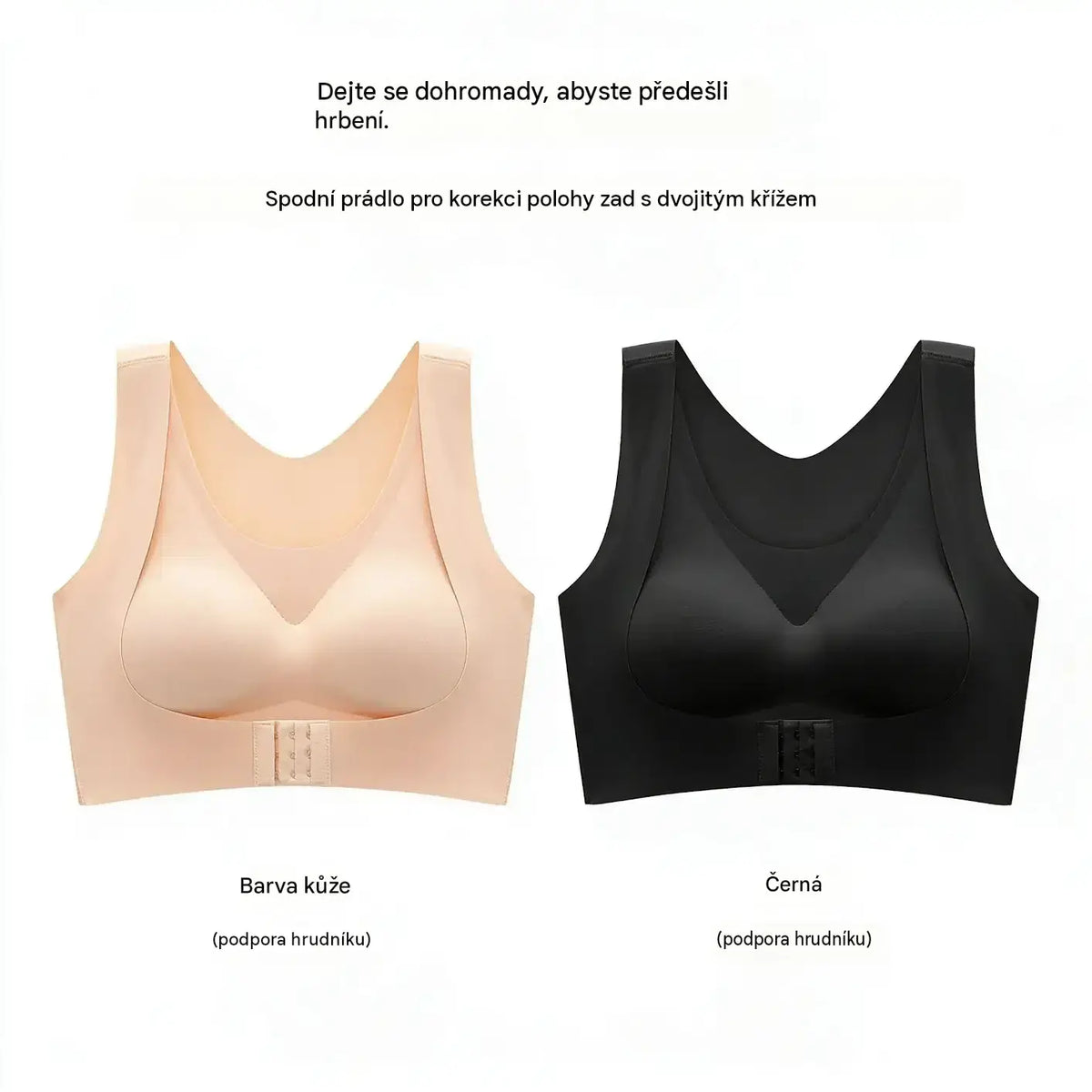 Akce 1+1 zdarma 【M–2XL】Podprsenka bez kostic se zapínáním vpředu a překříženými zády: koriguje držení těla a poskytuje maximální oporu i pohodlí.