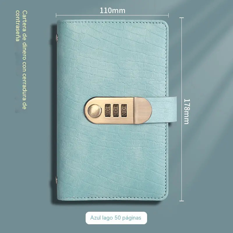 Se utiliza una libreta protegida con contraseña para guardar cheques, dinero en efectivo, tarjetas bancarias y diversos comprobantes.